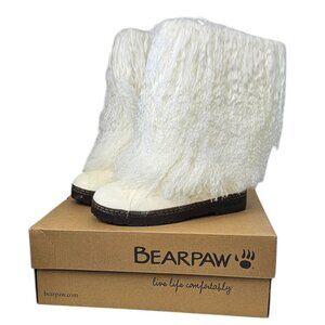 Bearpaw Womens Boetis ll, Mongolian Sheep Fur, Wool Lining, White, Size 8, NIB